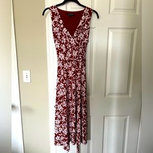Lauren for Ralph Lauren pre-owned maroon with white flowers dress size 8